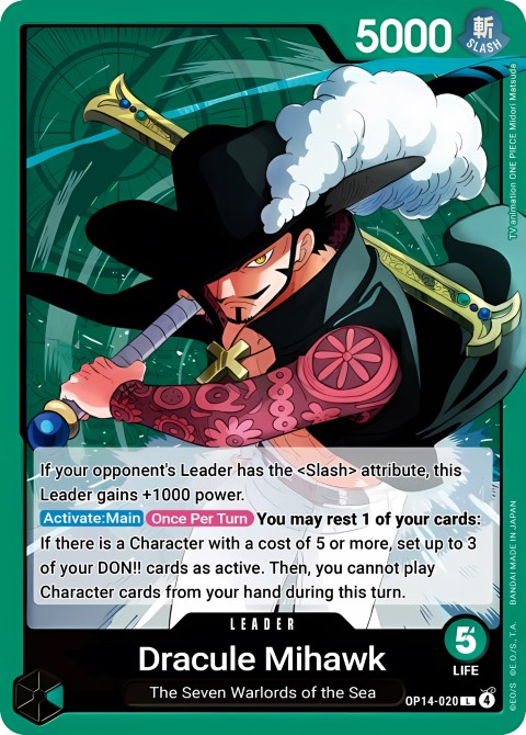 Dracule Mihawk OP14-020 leader card